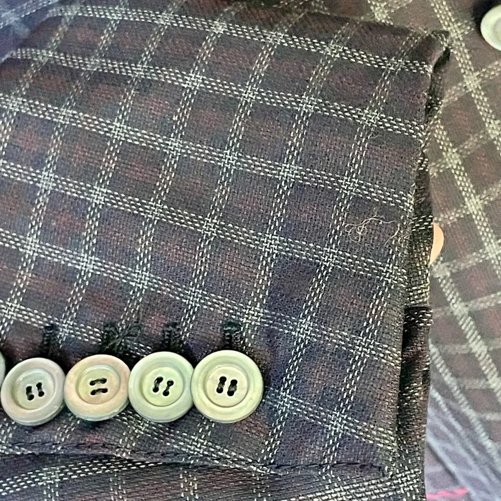 GUCCI Checkered wool Blazer with red stitch trim, blue/red, IT48R, (38R US), GUC - Picture 7 of 15